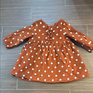 Jacadi Girls Polka Dot Cordouroy Long sleeve Dress